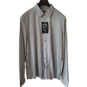 DKNY Men's Cotton Long Sleeve Sport Shirt Light Gray Size XL Casual Button Up